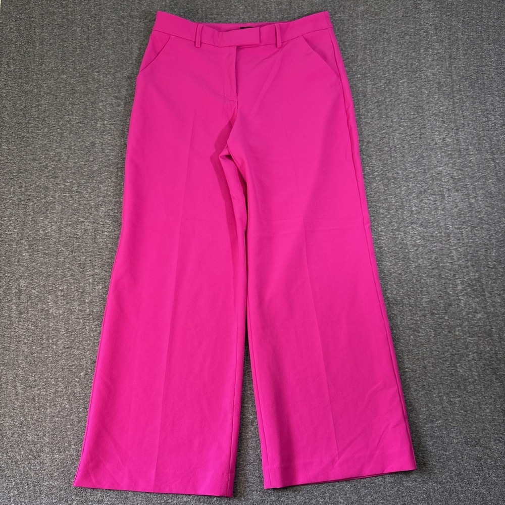 Express Womens Pants Pink 10S Editor Relaxed Trouser Mid Rise Wide Leg Polyester